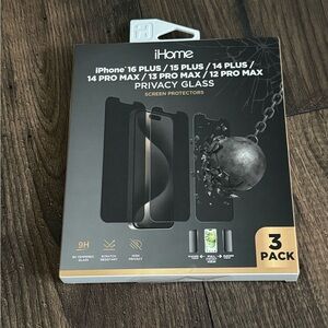 iHome Privacy Glass Screen Protector for iPhone 3-Pack